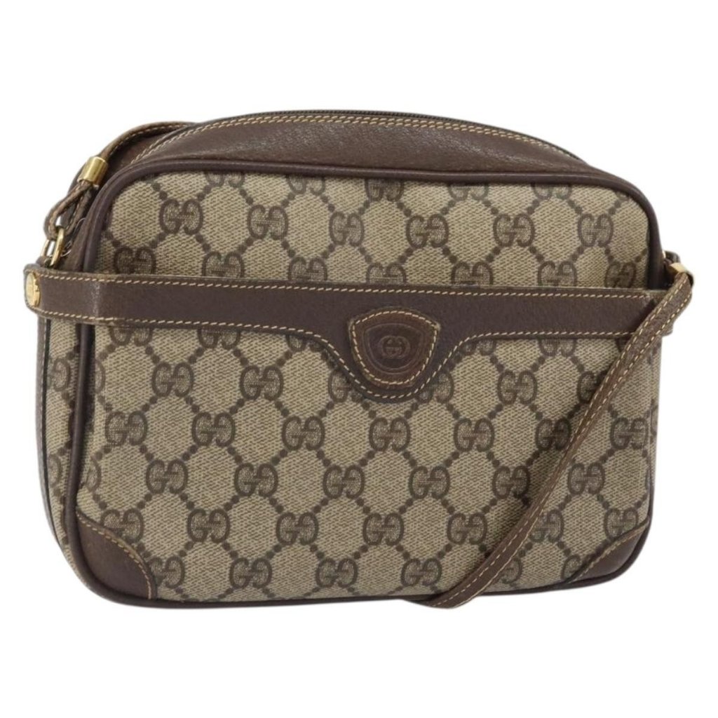 Authentic Gucci Gg Supreme Shoulder Bag Pvc Leather Beige Gold 007 904 0423